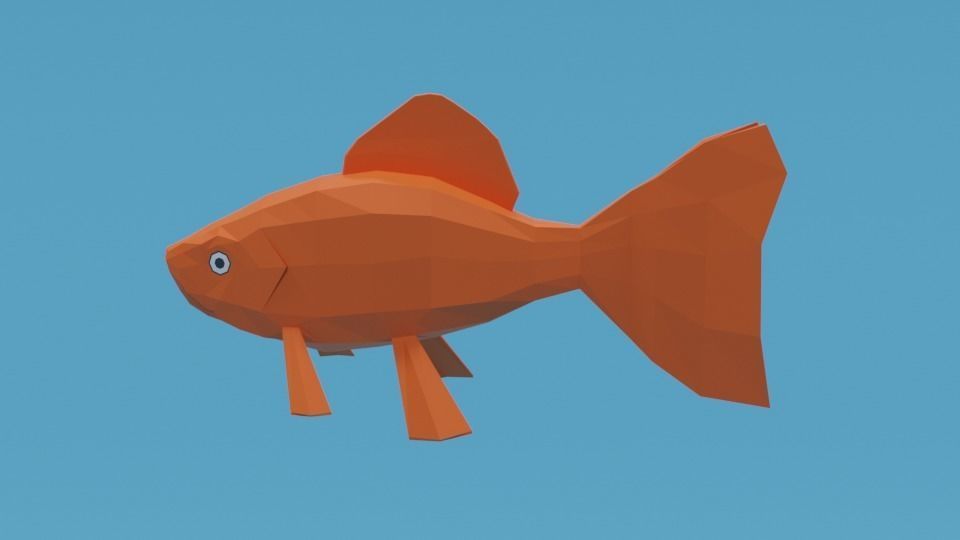 Low Poly Cartoon Goldfish Low-poly 3D model_1