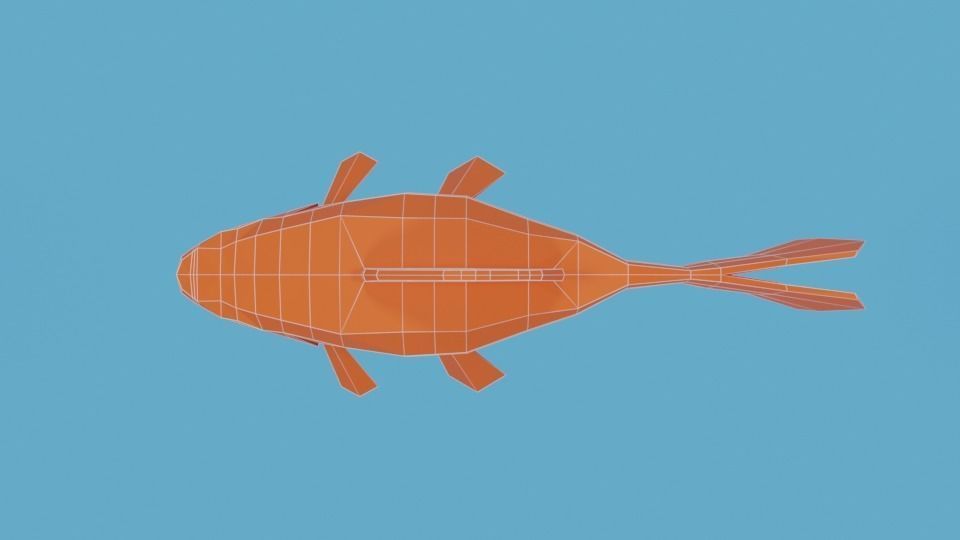 Low Poly Cartoon Goldfish Low-poly 3D model_17