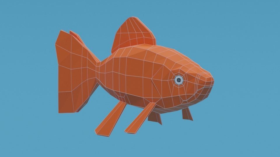 Low Poly Cartoon Goldfish Low-poly 3D model_15