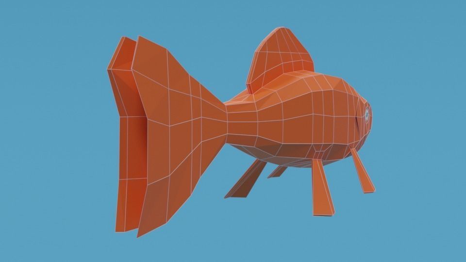 Low Poly Cartoon Goldfish Low-poly 3D model_13
