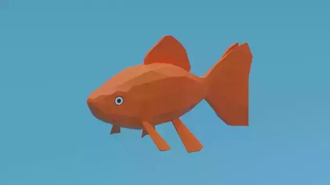 Low Poly Cartoon Goldfish