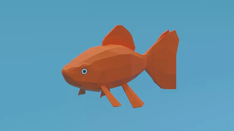 Low Poly Cartoon Goldfish Low-poly 3D model_0