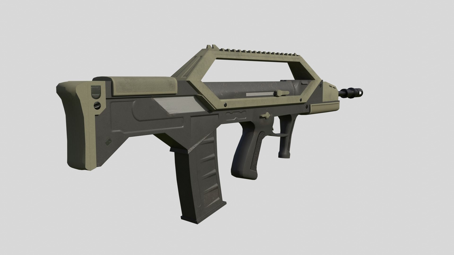 Low Poly Assault Rifle Low-poly 3D model_3