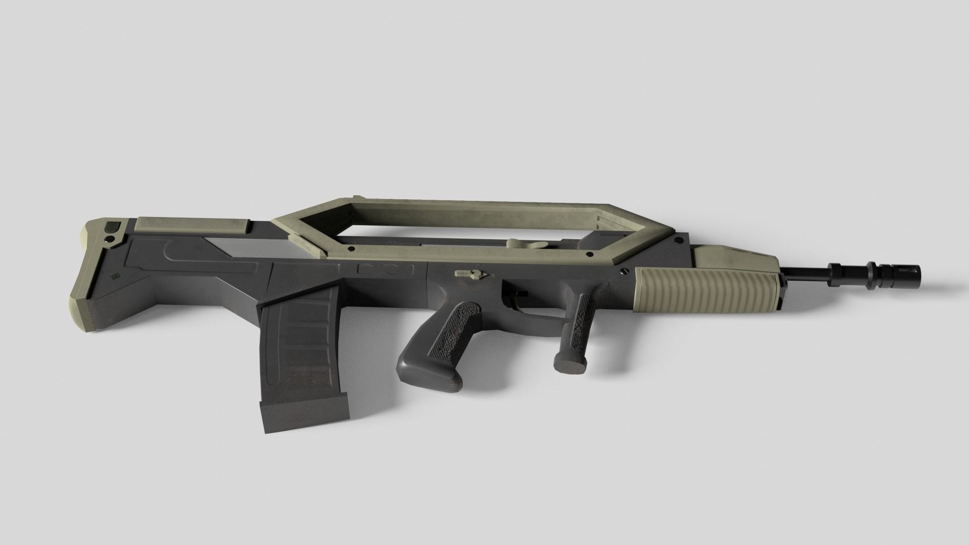 Low Poly Assault Rifle Low-poly 3D model_4