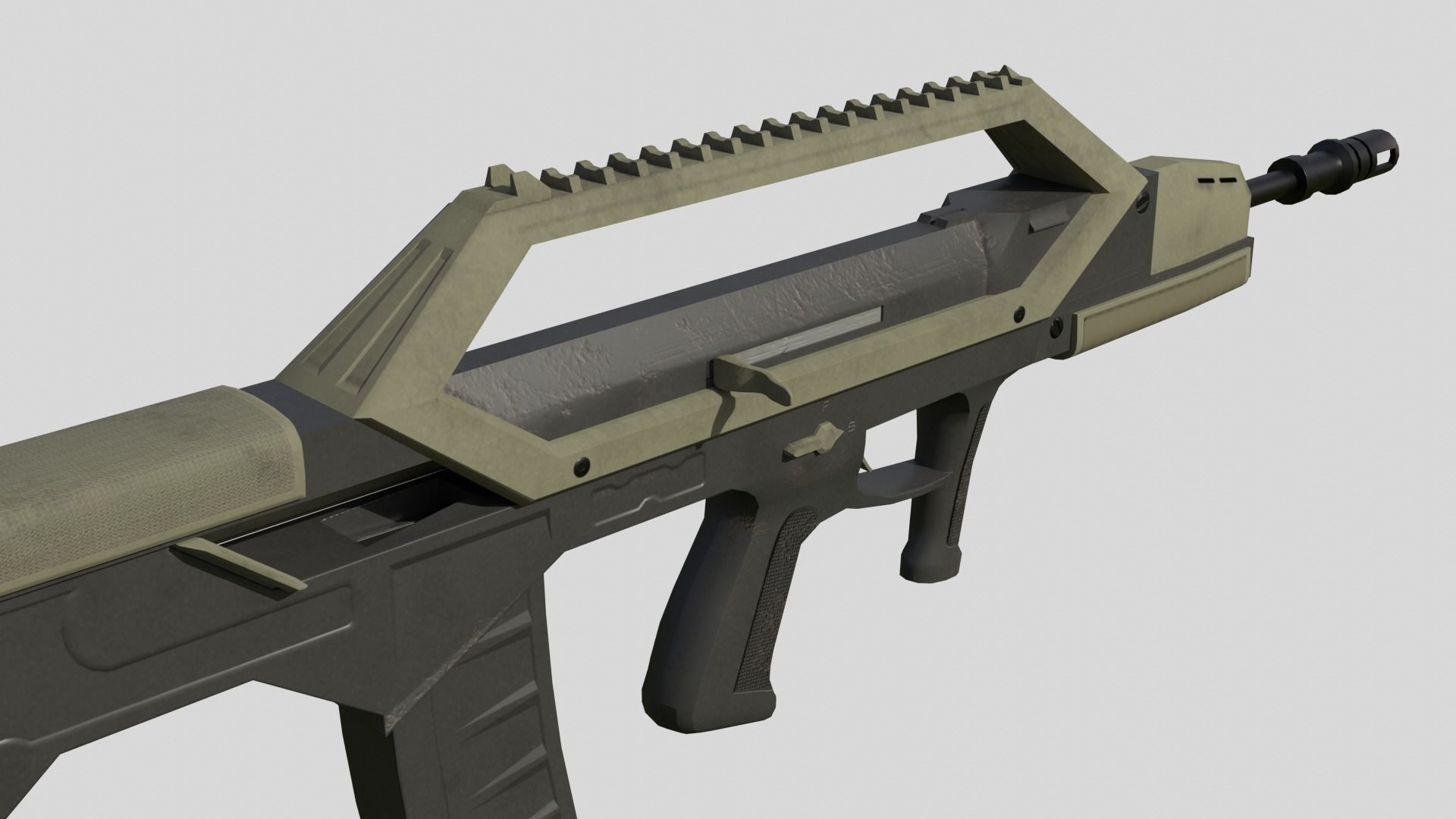 Low Poly Assault Rifle Low-poly 3D model_6