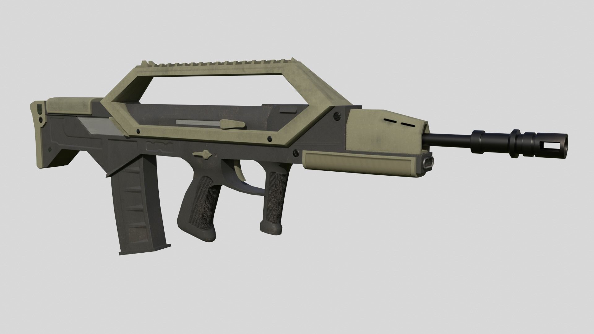 Low Poly Assault Rifle Low-poly 3D model_1