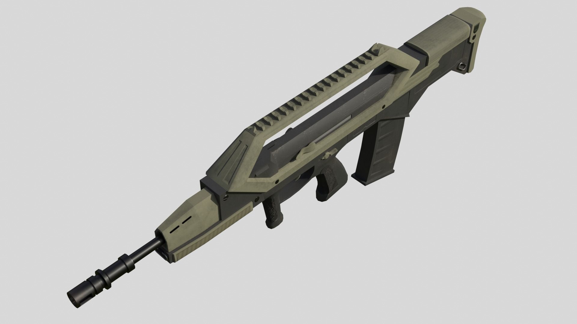 Low Poly Assault Rifle Low-poly 3D model_2