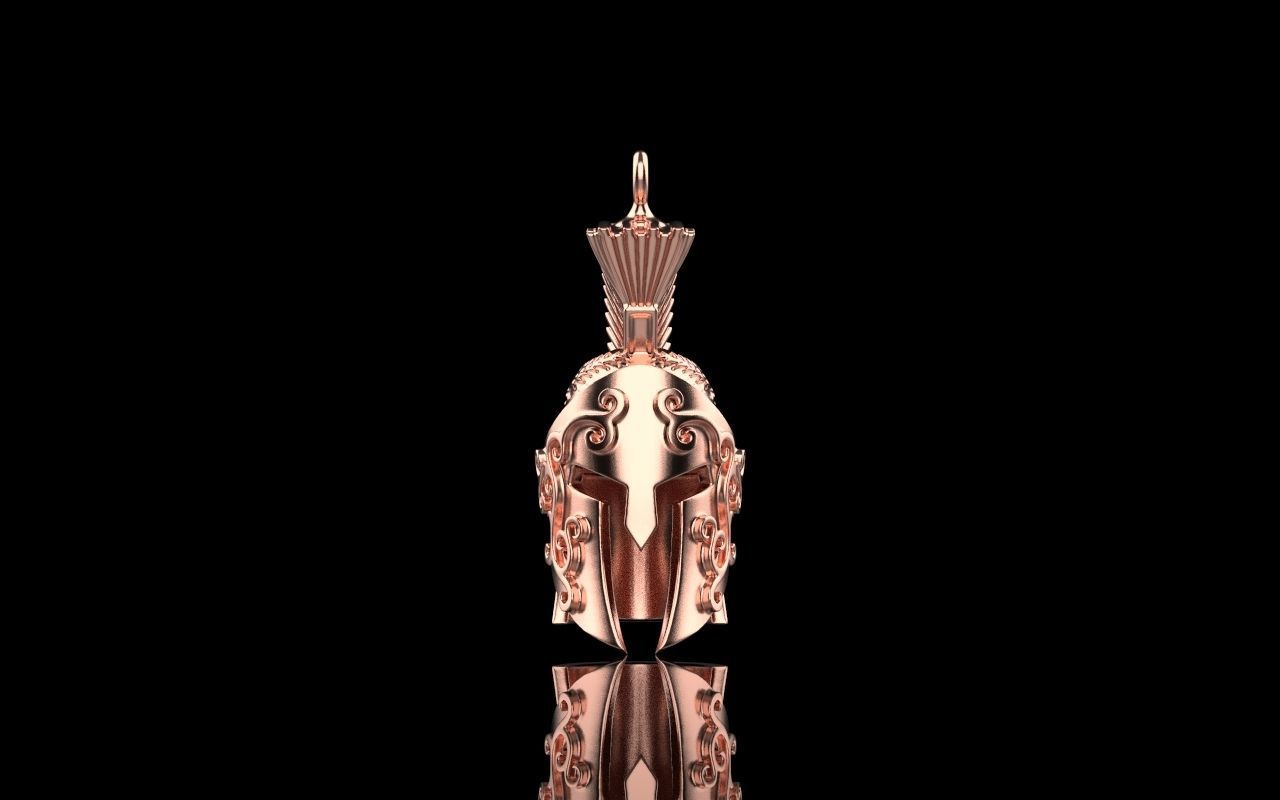 Spartan helmet pendant 3D print model_6