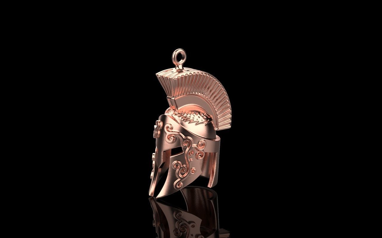 Spartan helmet pendant 3D print model_7