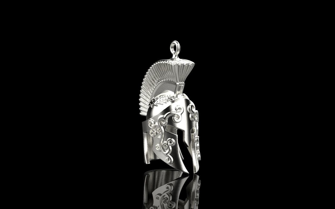Spartan helmet pendant 3D print model_14