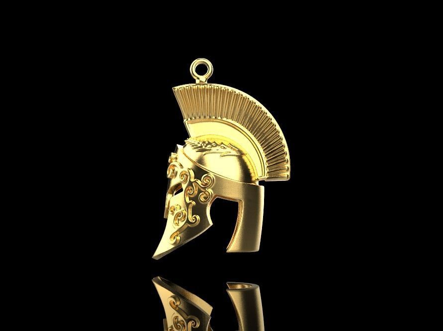 Spartan helmet pendant 3D print model_2