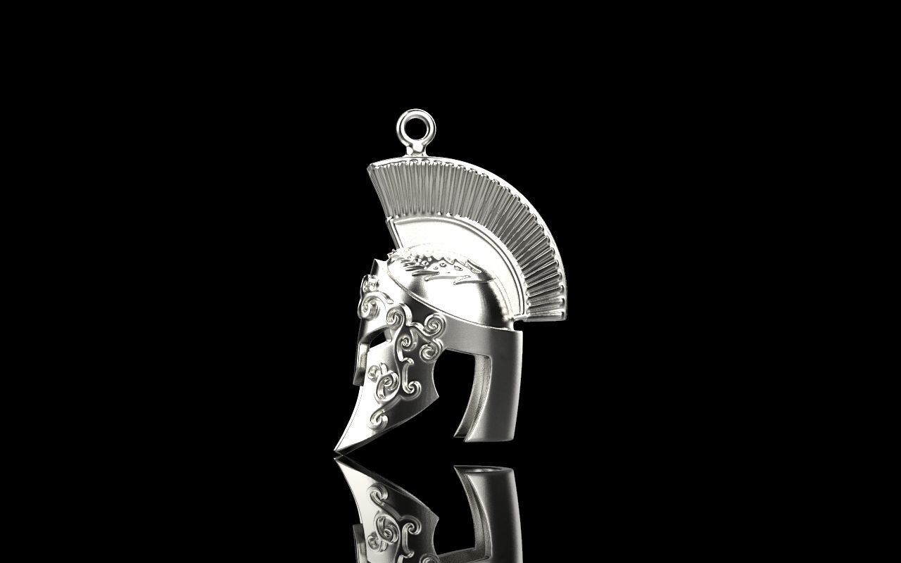 Spartan helmet pendant 3D print model_15