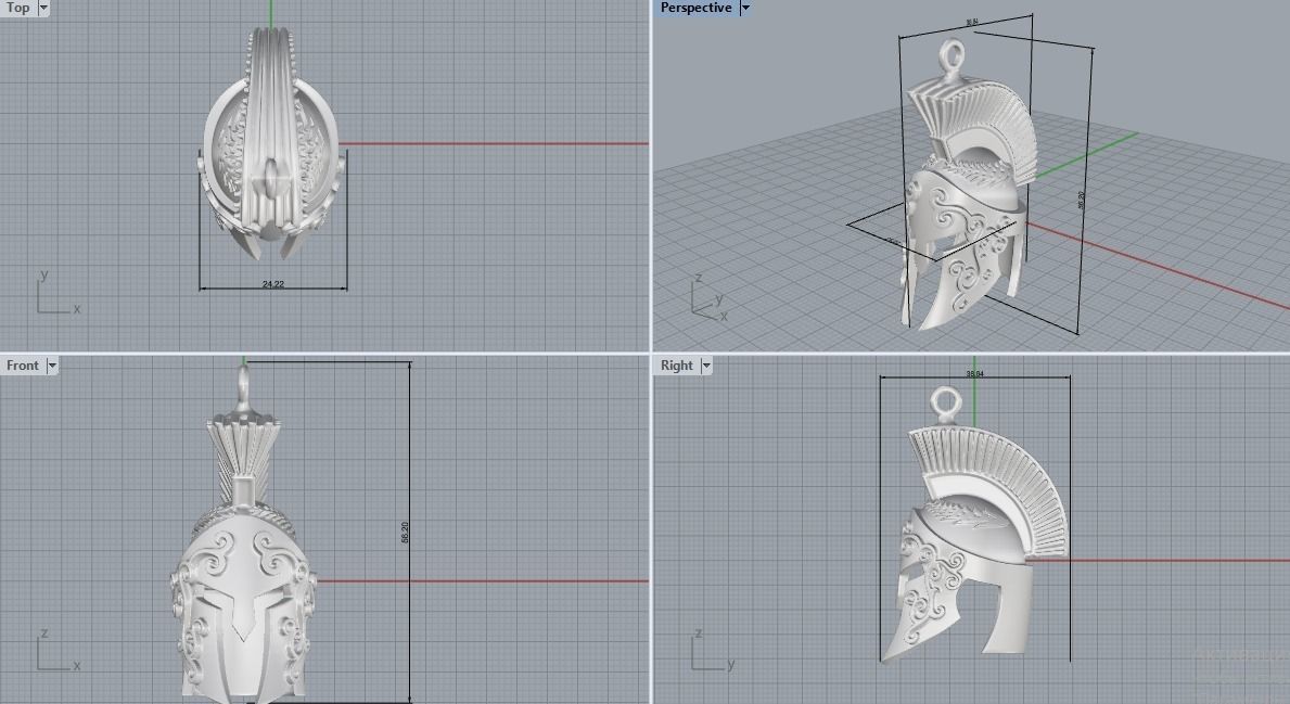 Spartan helmet pendant 3D print model_16