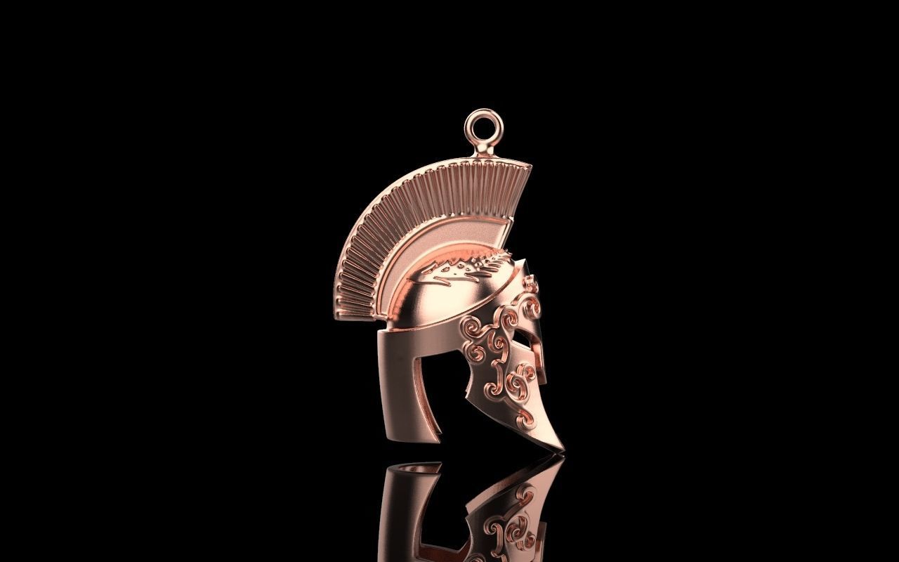 Spartan helmet pendant 3D print model_5