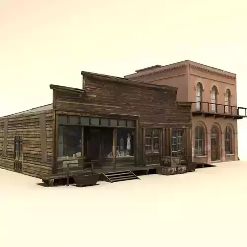 Low Poly Wild West Buildings2 Low-poly 3D model