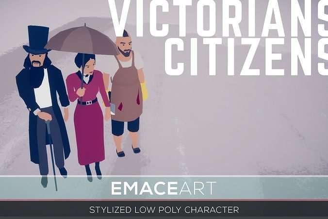 Victorian Citizens  3D Stylized Modular Low Poly Characters Low-poly 3D model