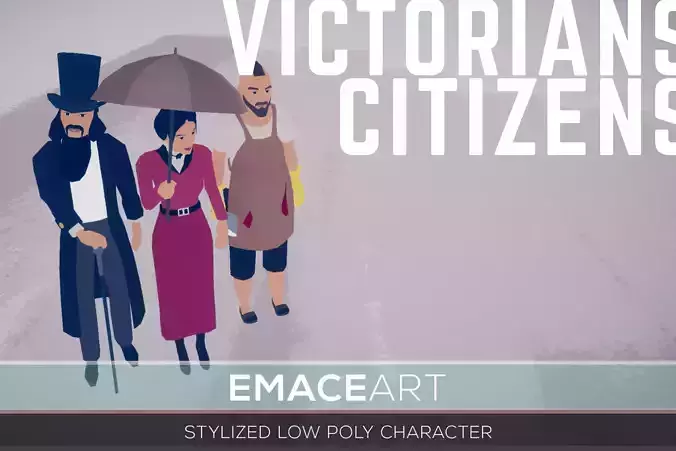 Victorian Citizens  3D Stylized Modular Low Poly Characters Low-poly 3D model