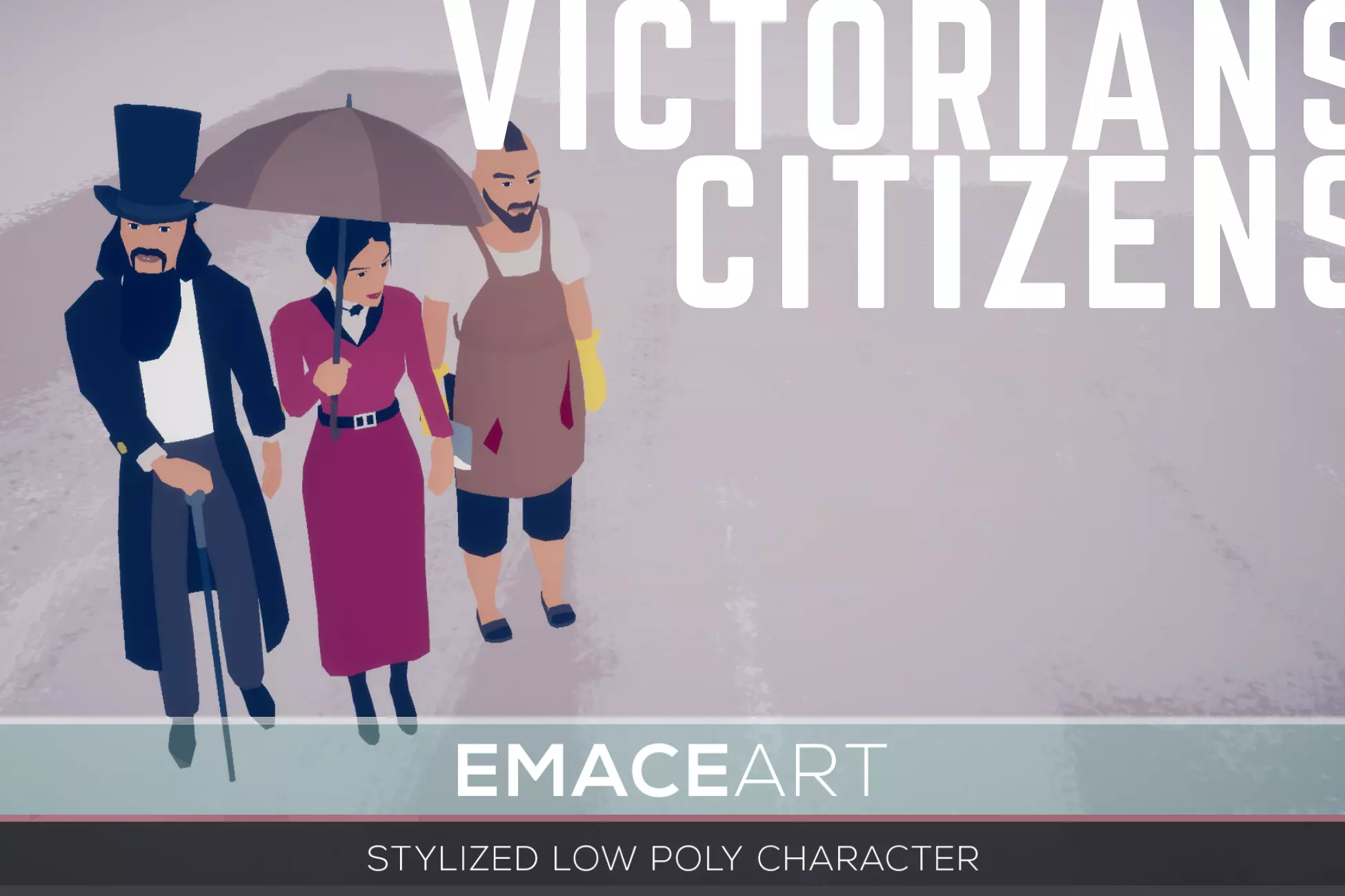 Victorian Citizens  3D Stylized Modular Low Poly Characters Low-poly 3D model_0