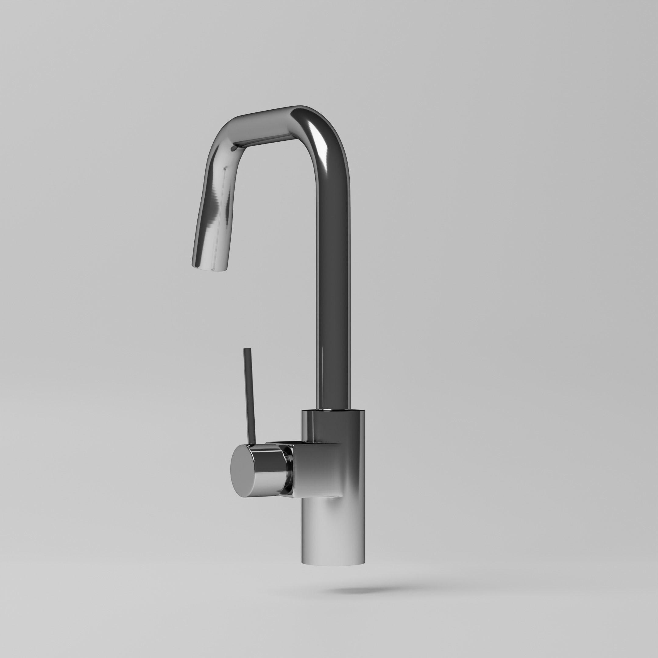 Faucet chrome kitchen 3D model_9
