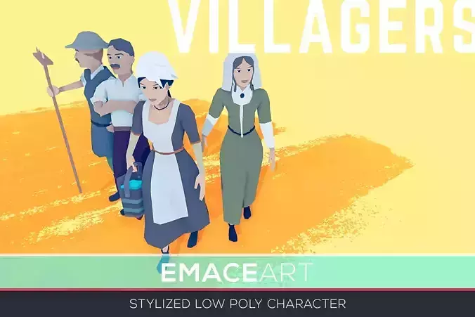 Male Female Villagers Characters Packs Stylized modular LowPoly
