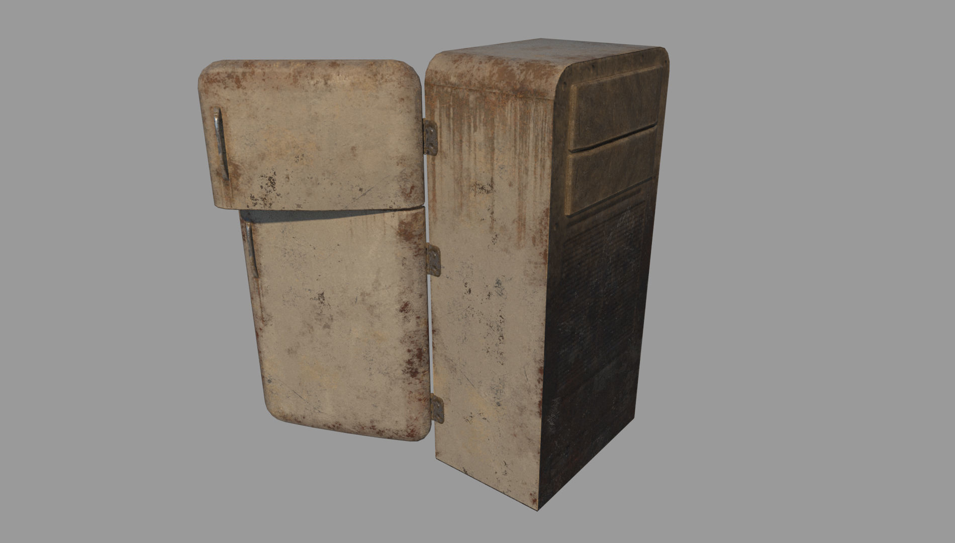 Abandoned Fridge Low-poly 3D model_3