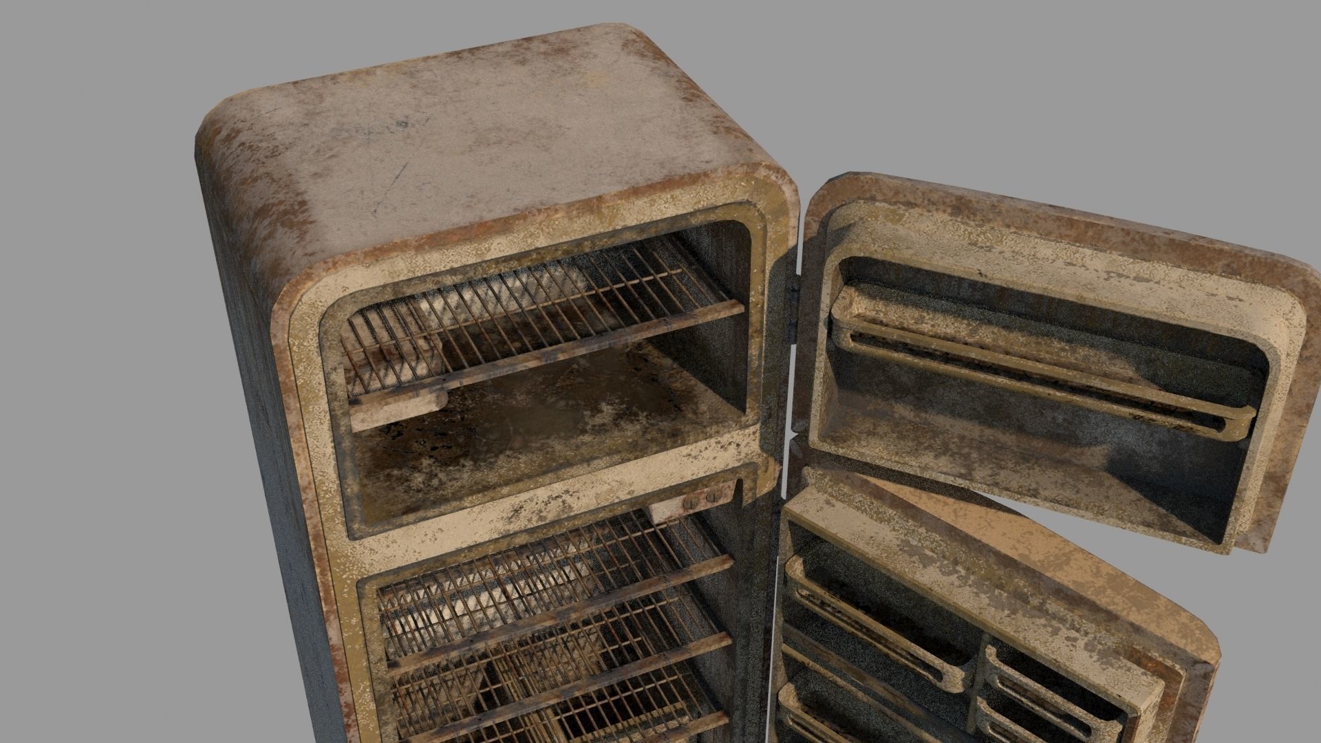 Abandoned Fridge Low-poly 3D model_2