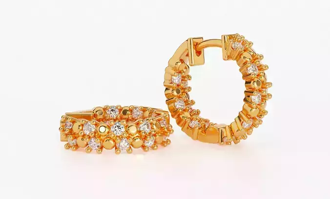 Earrings in the form rings of diamond