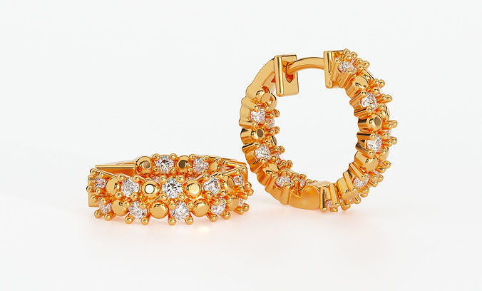 Earrings in the form rings of diamond 3D print model