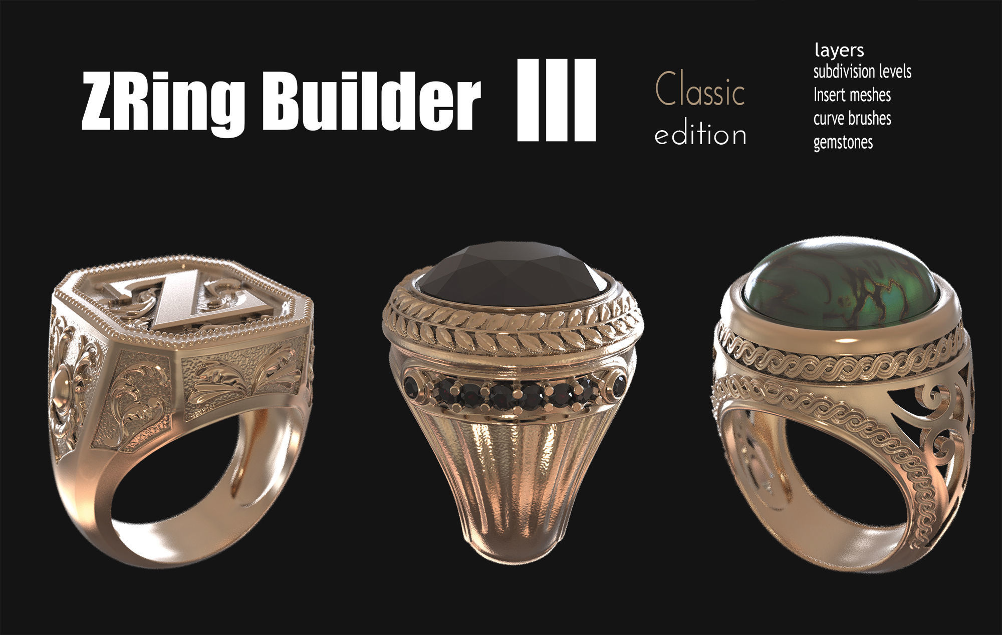 Zbrush jewelry Ring builder 3 classic edition 3D model_3