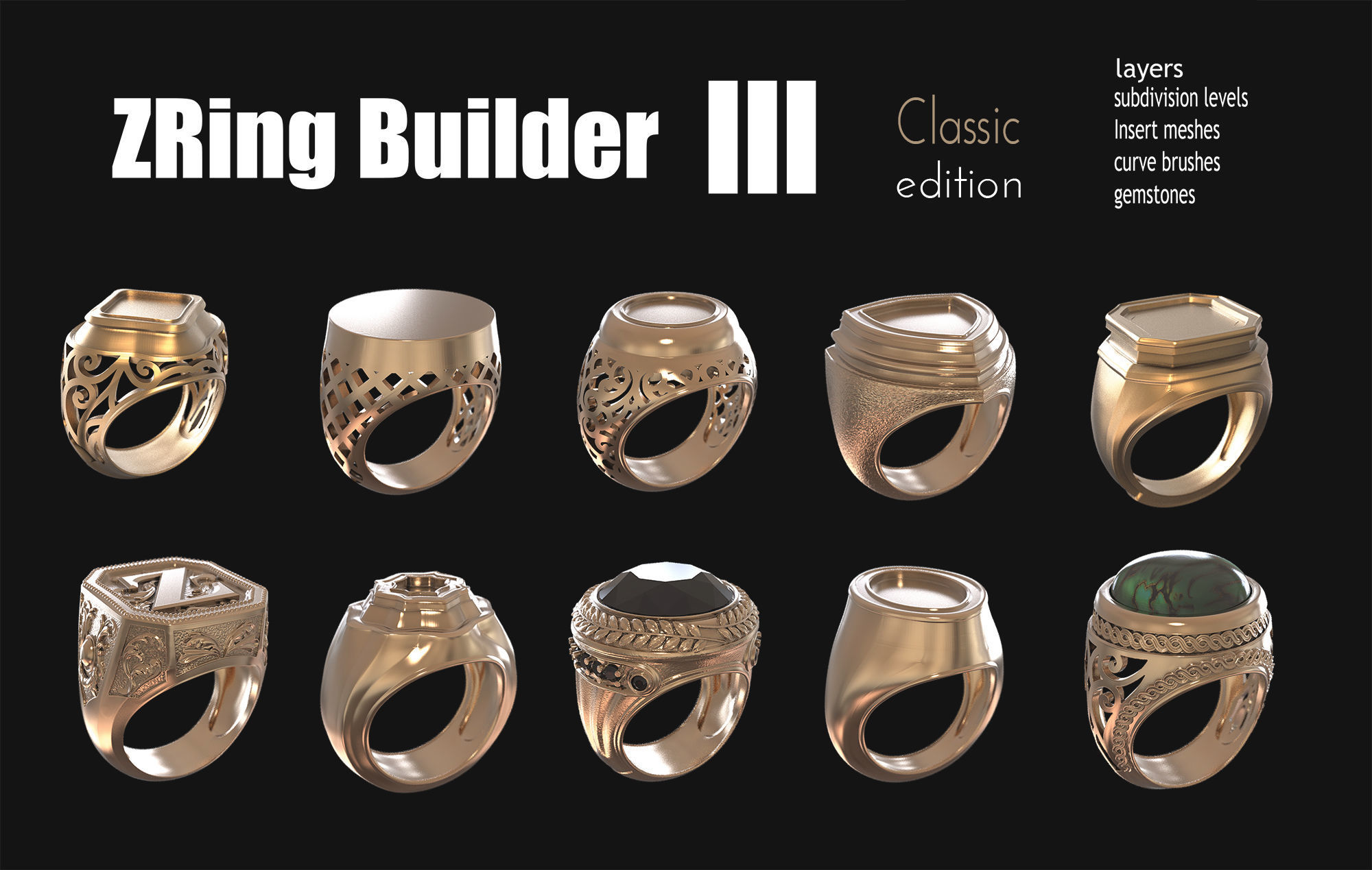 Zbrush jewelry Ring builder 3 classic edition 3D model_4