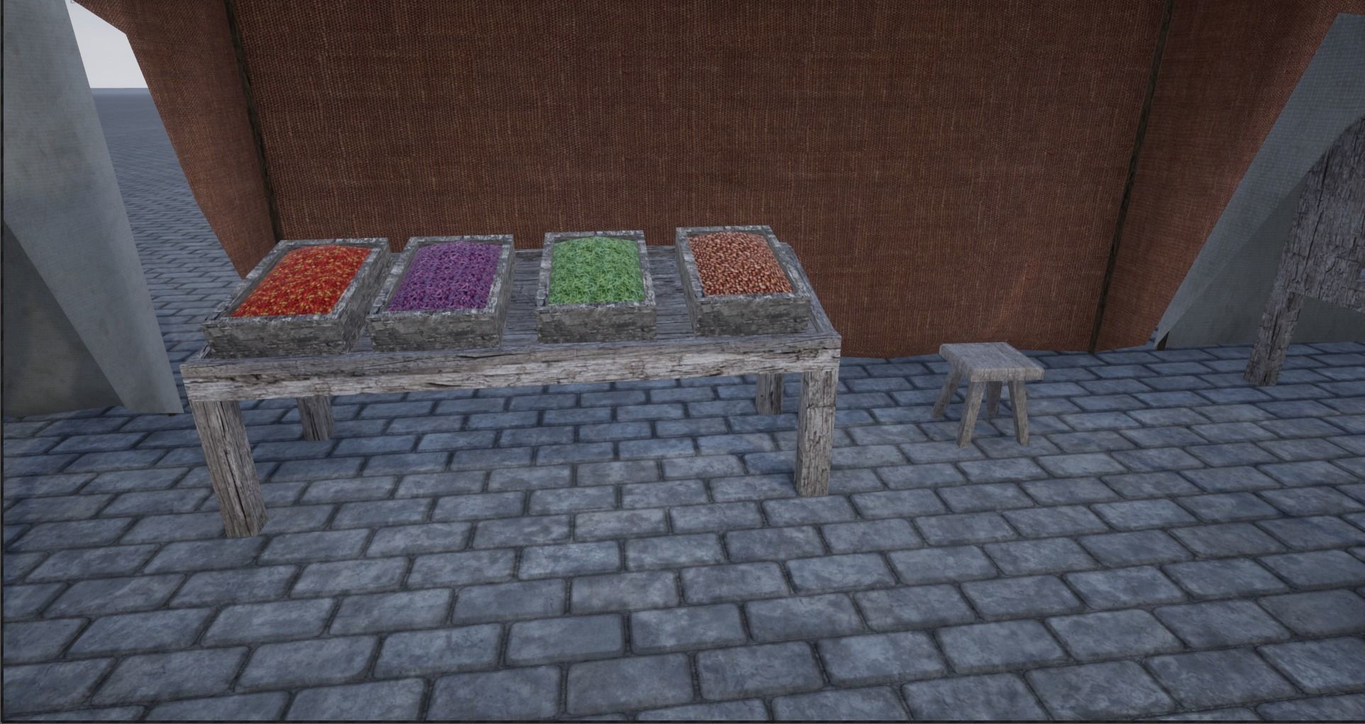 Lowpoly Bazaar-Marketplace Stands Low-poly 3D model_2