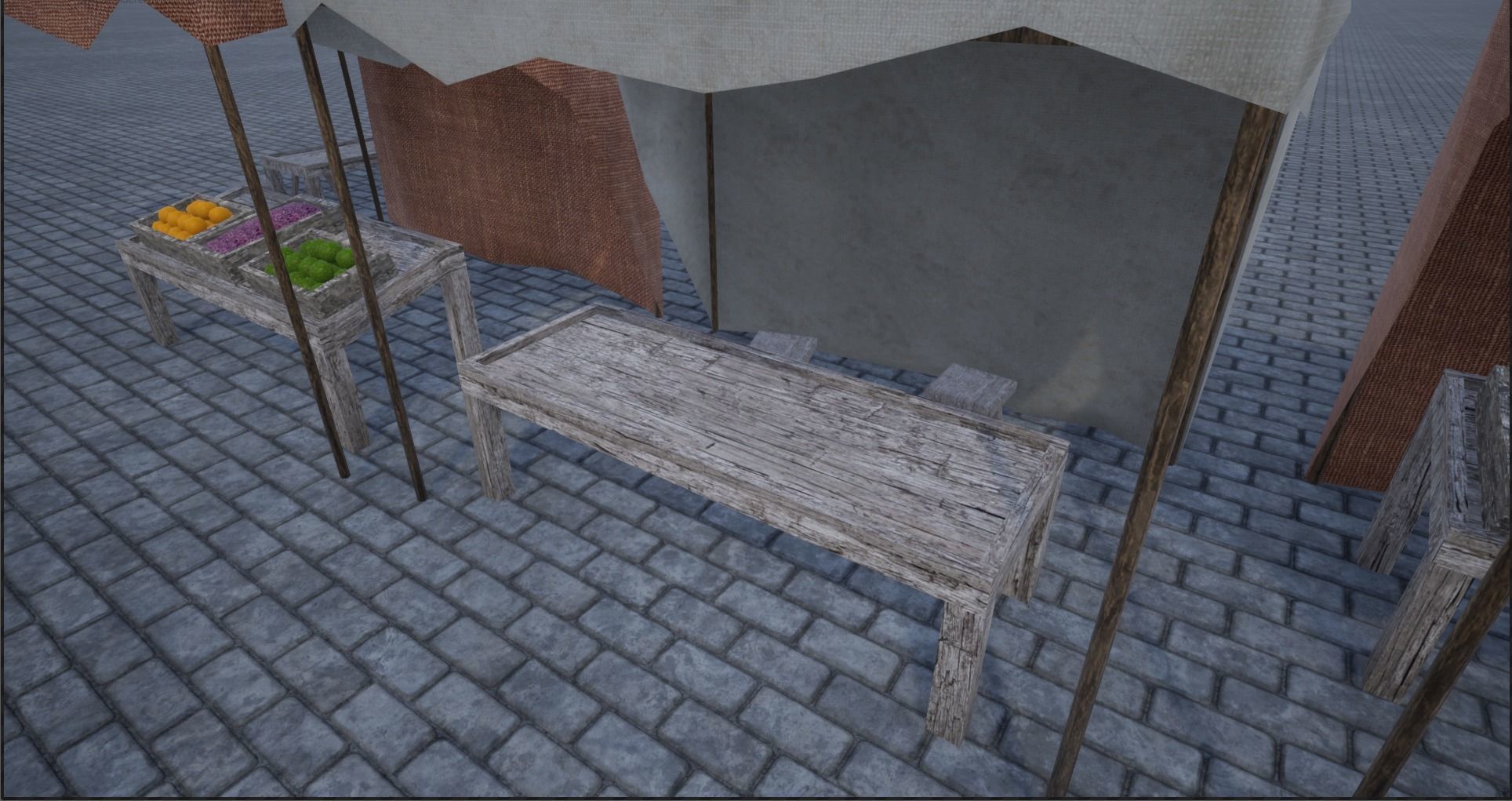 Lowpoly Bazaar-Marketplace Stands Low-poly 3D model_6