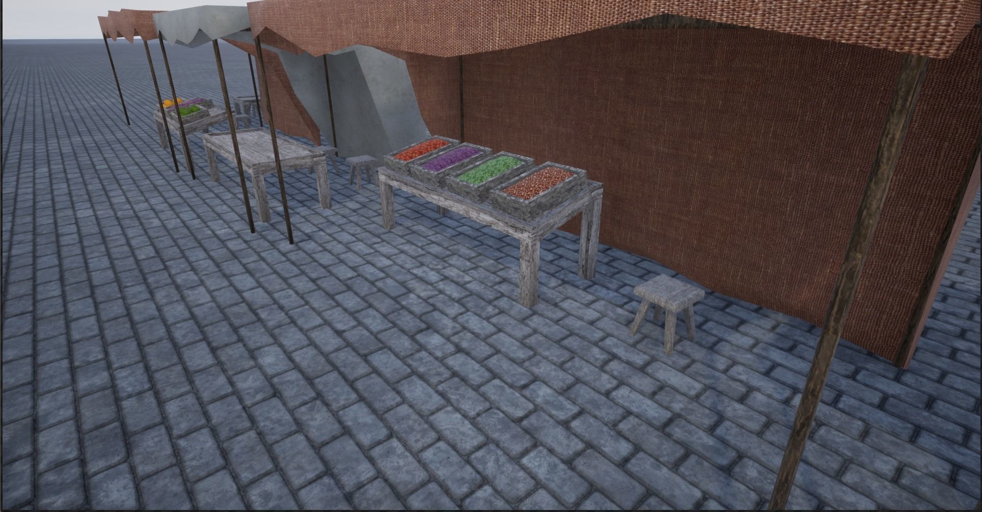 Lowpoly Bazaar-Marketplace Stands Low-poly 3D model_3