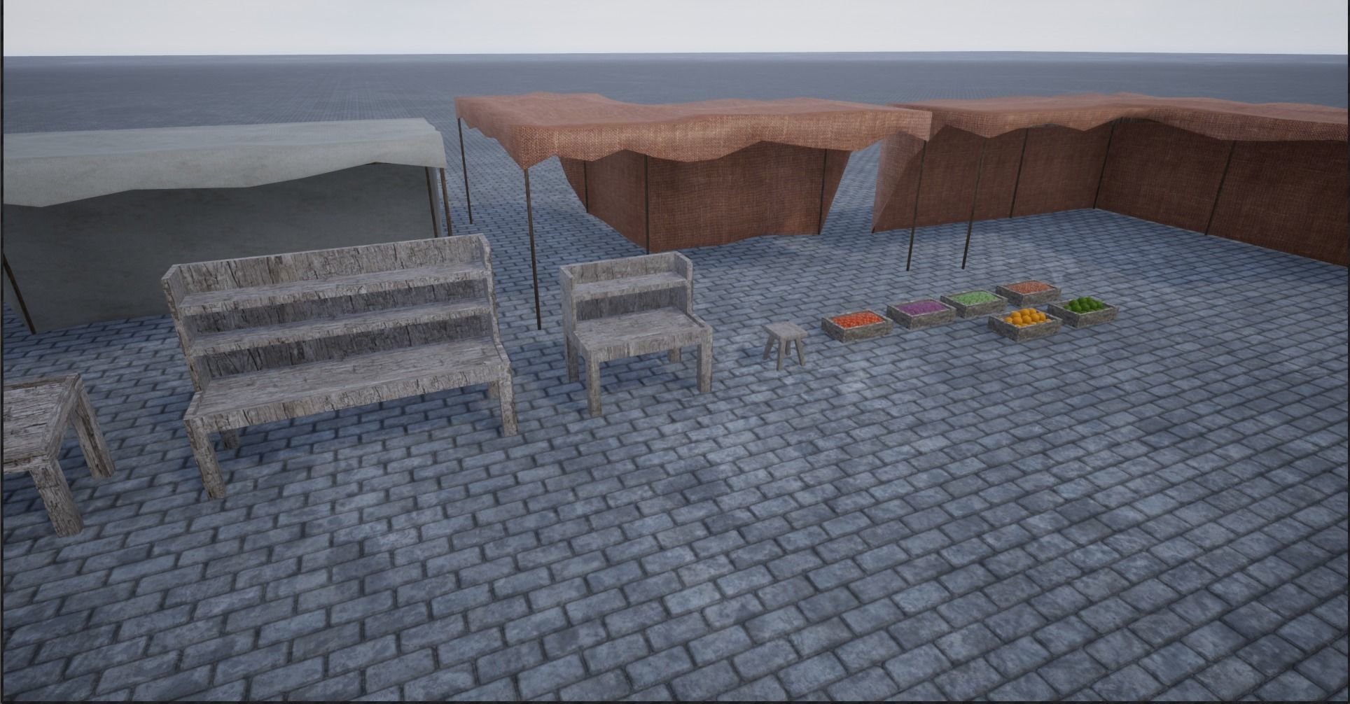 Lowpoly Bazaar-Marketplace Stands Low-poly 3D model_11