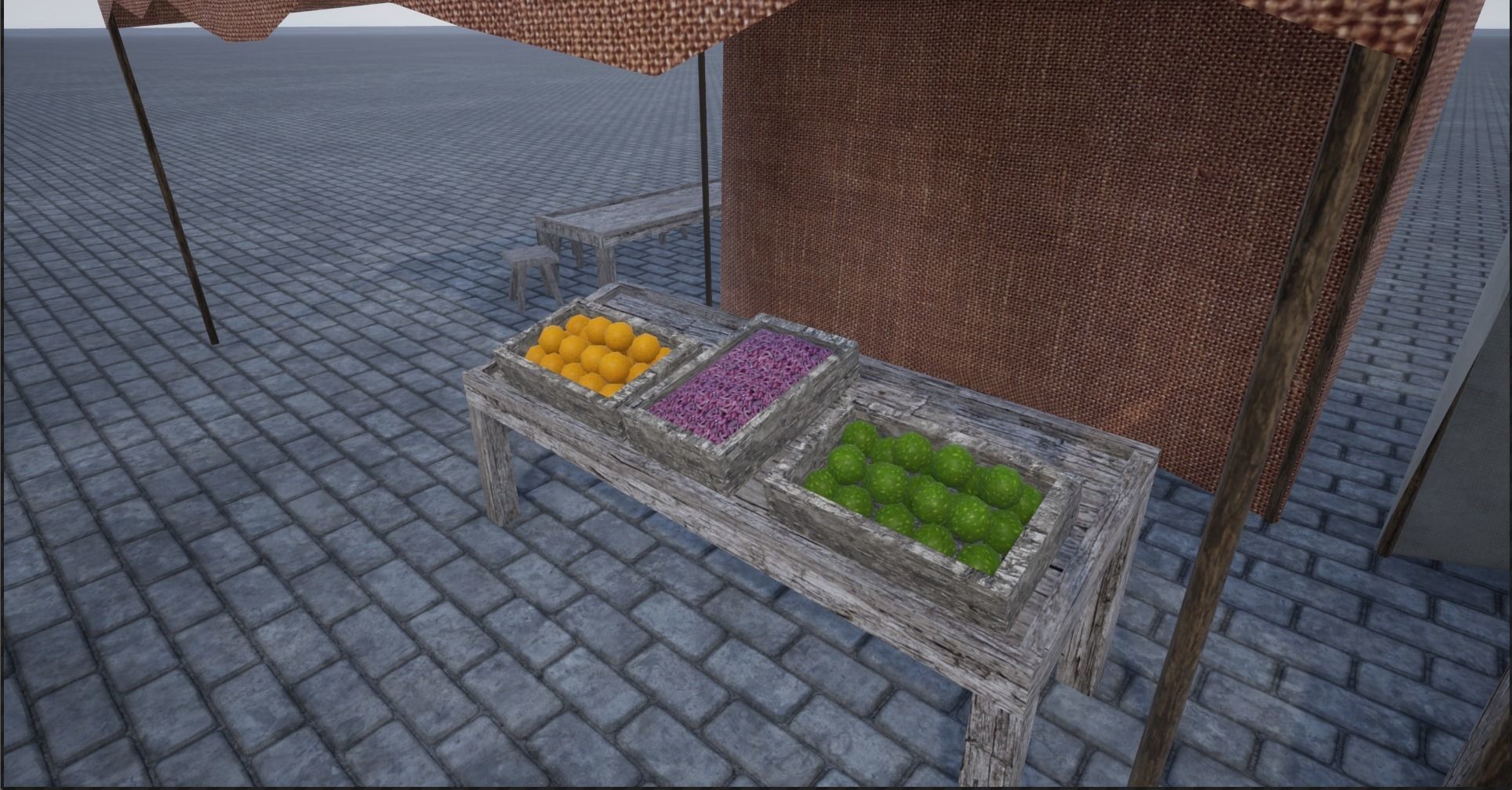 Lowpoly Bazaar-Marketplace Stands Low-poly 3D model_4