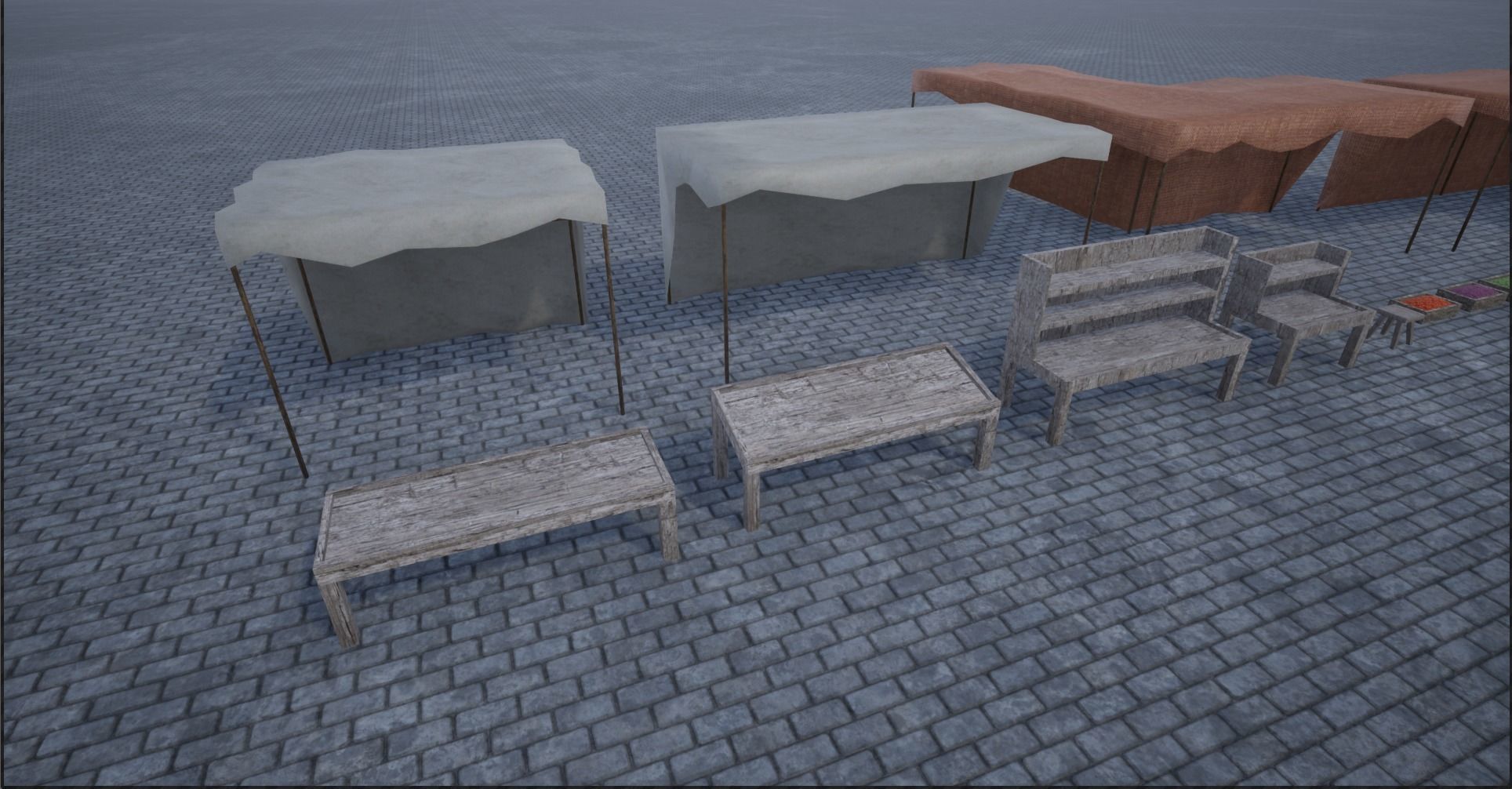 Lowpoly Bazaar-Marketplace Stands Low-poly 3D model_14