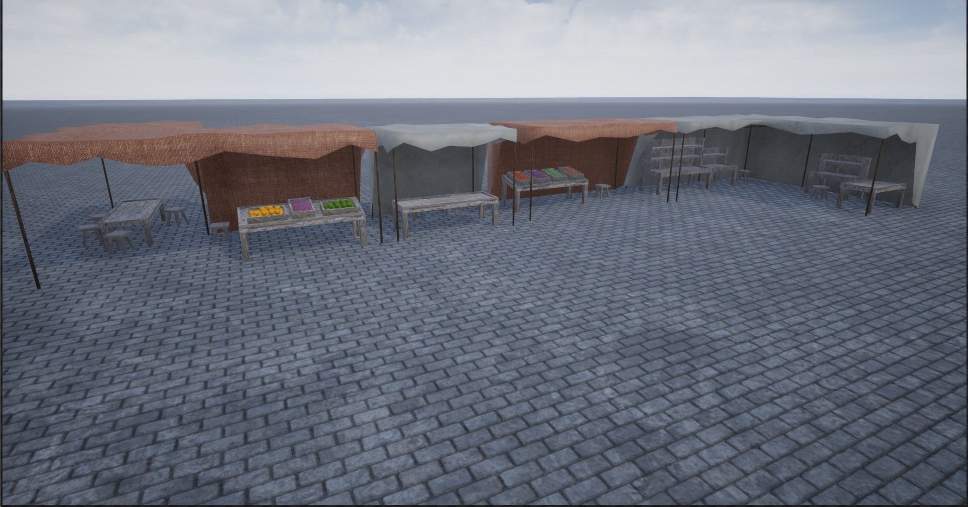 Lowpoly Bazaar-Marketplace Stands Low-poly 3D model_5