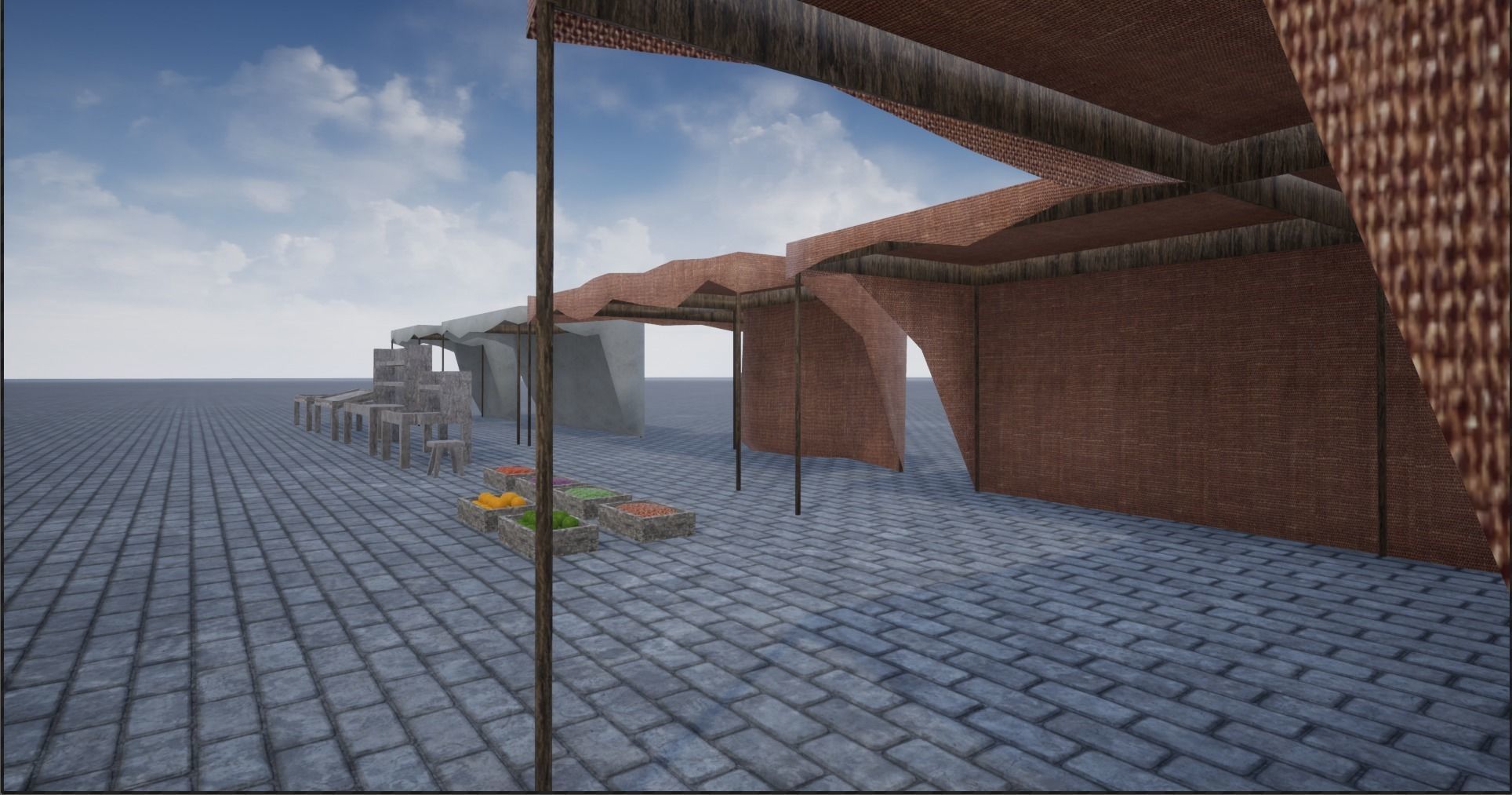 Lowpoly Bazaar-Marketplace Stands Low-poly 3D model_12