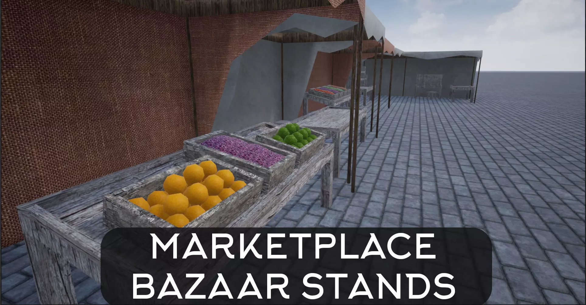 Lowpoly Bazaar-Marketplace Stands Low-poly 3D model_0