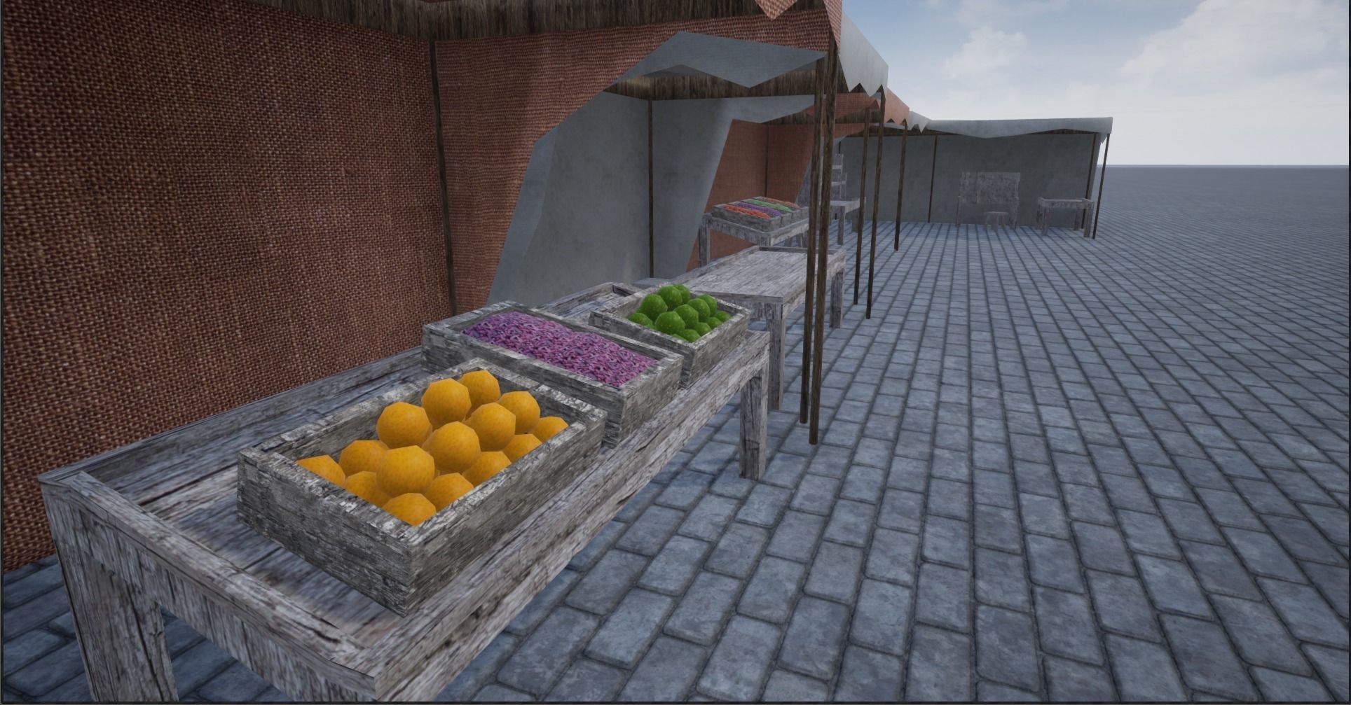 Lowpoly Bazaar-Marketplace Stands Low-poly 3D model_1