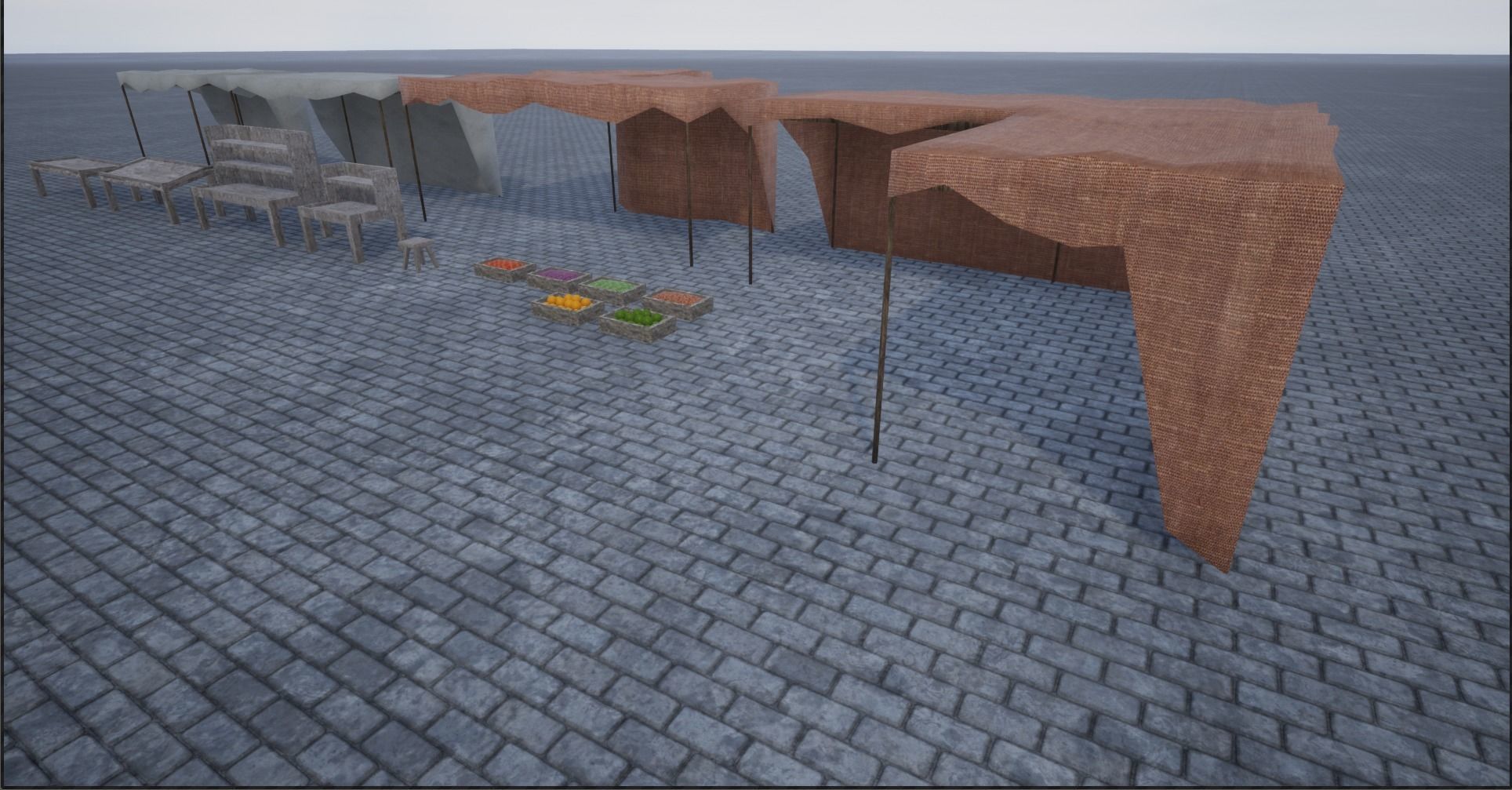 Lowpoly Bazaar-Marketplace Stands Low-poly 3D model_10