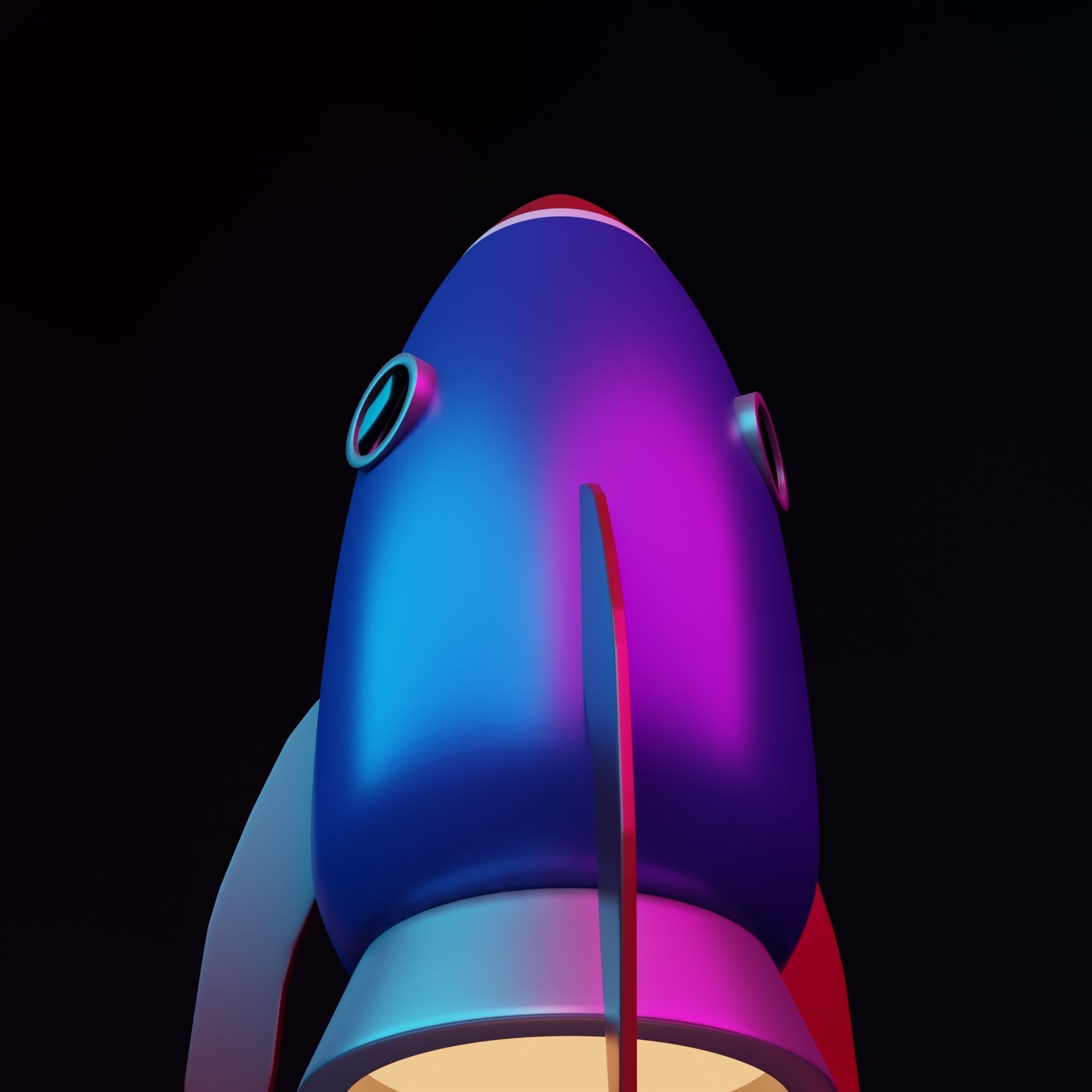 Cartoon Rocket Ship Low-poly 3D model_3