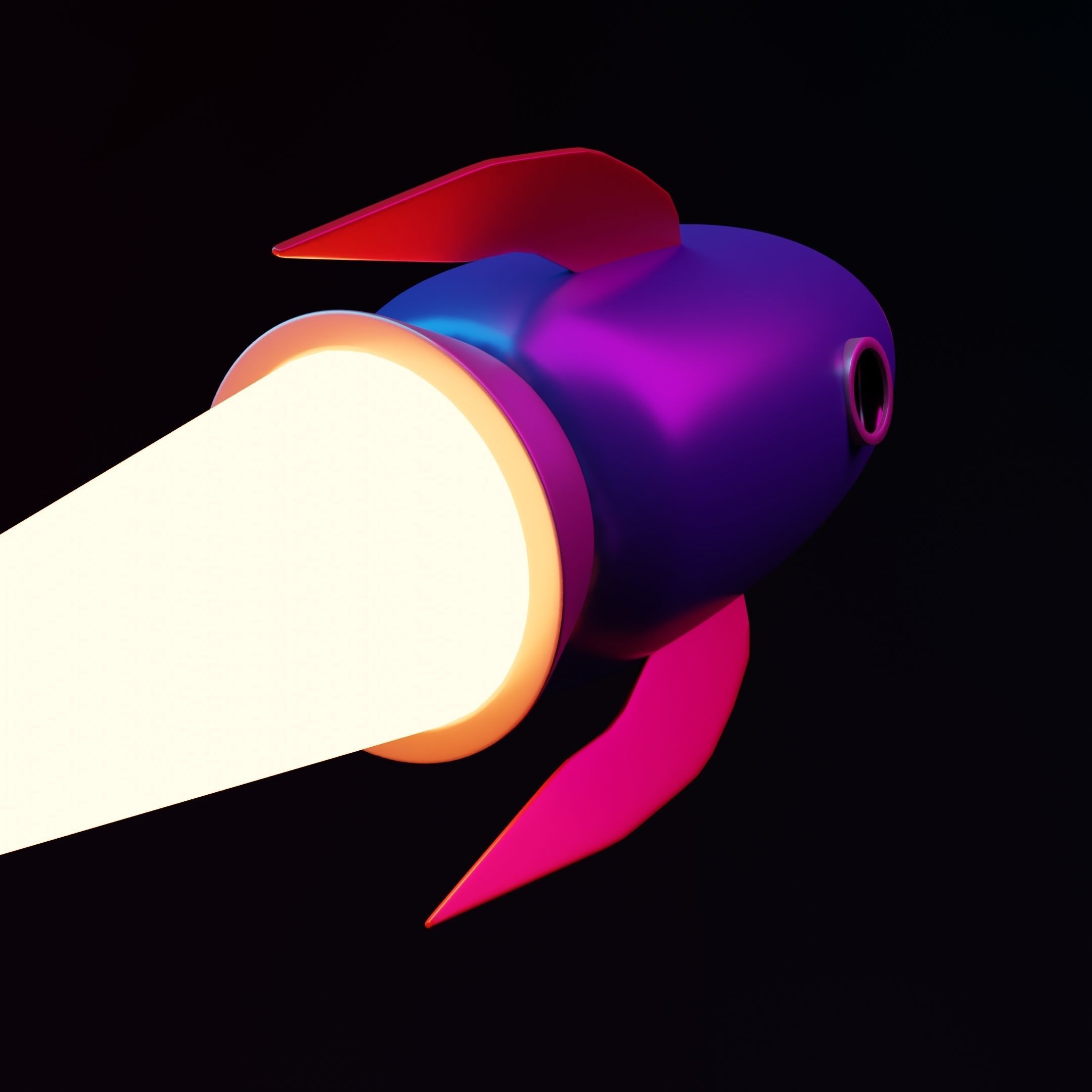 Cartoon Rocket Ship Low-poly 3D model_4
