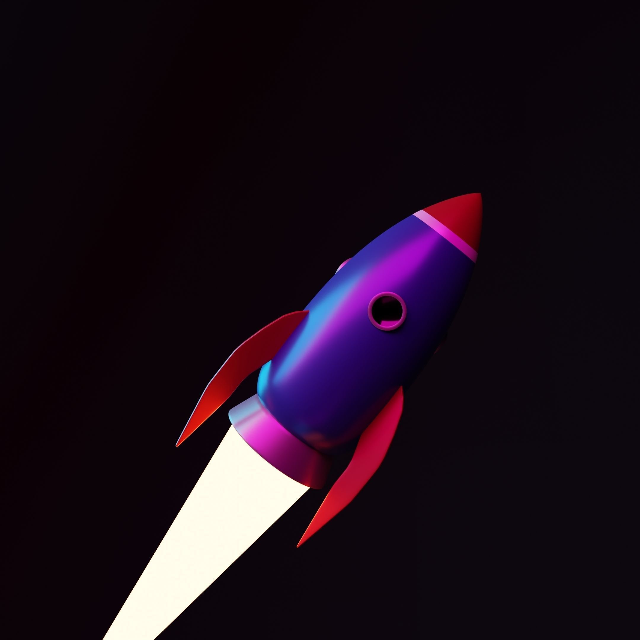 Cartoon Rocket Ship Low-poly 3D model_6
