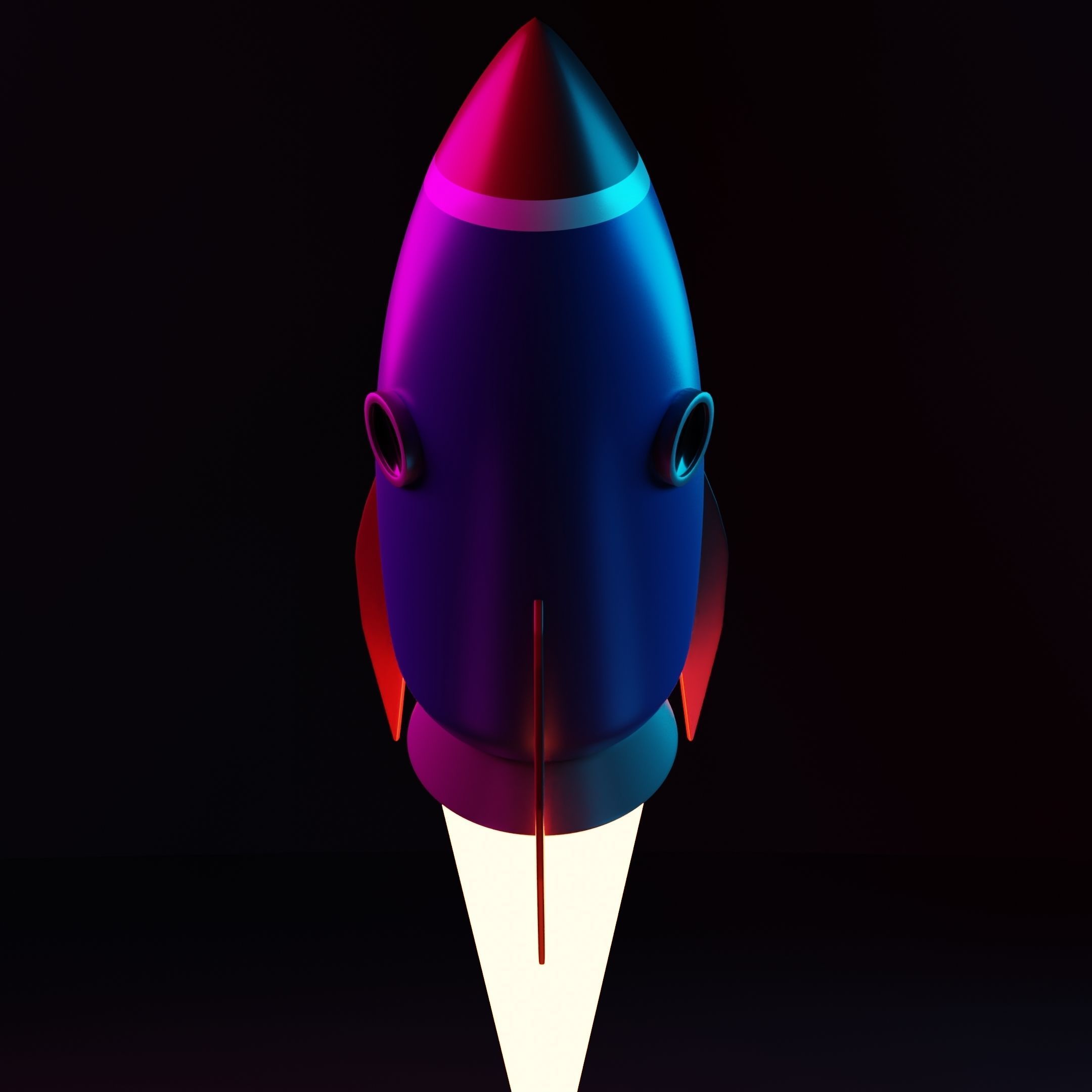 Cartoon Rocket Ship Low-poly 3D model_7