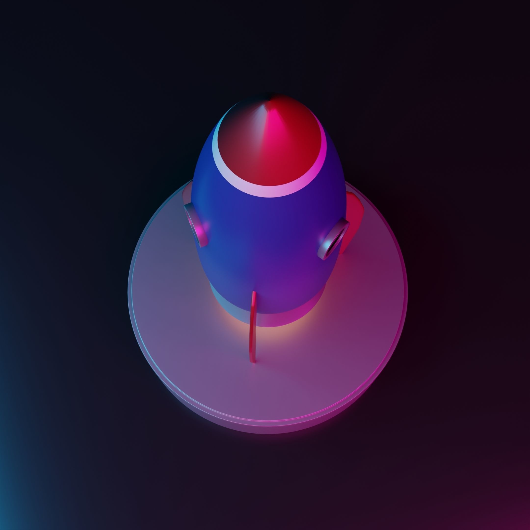 Cartoon Rocket Ship Low-poly 3D model_2