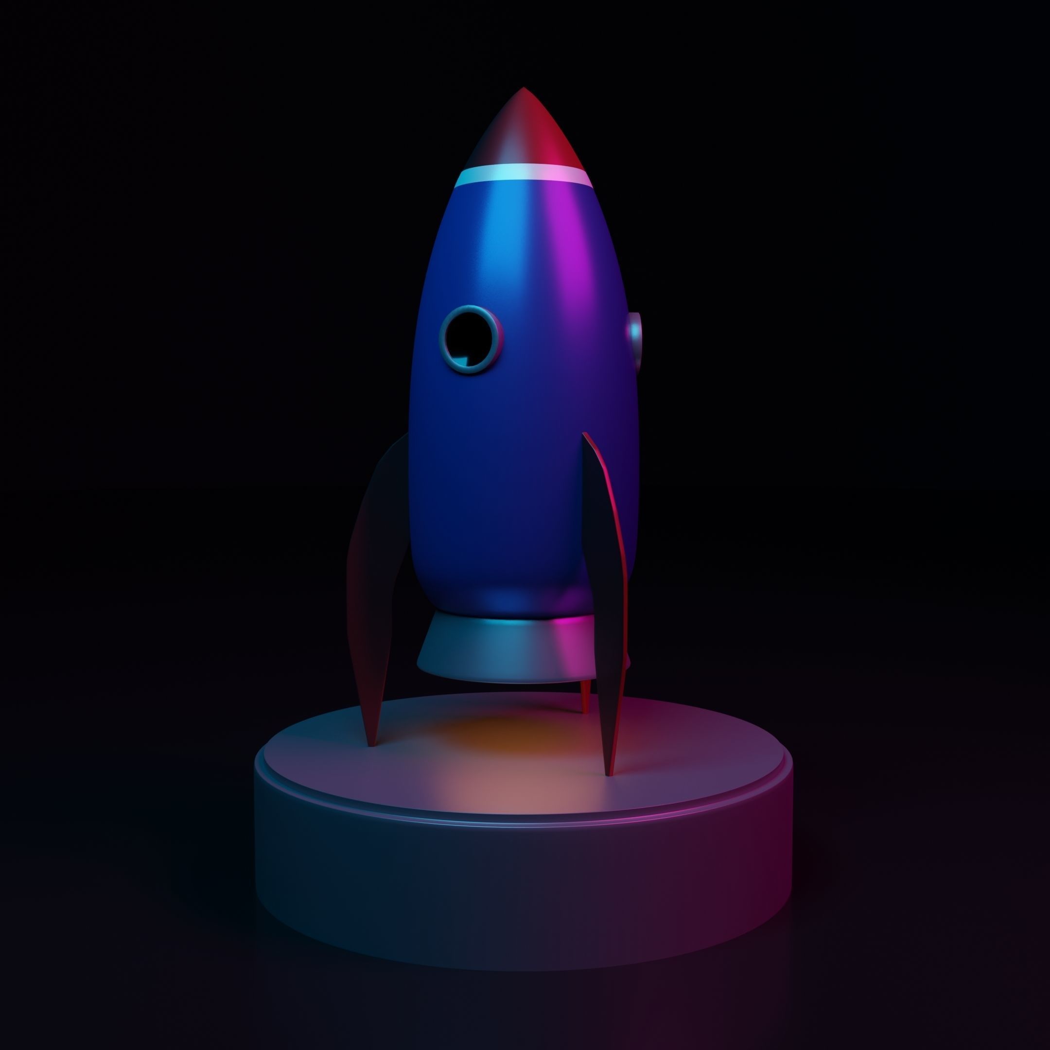 Cartoon Rocket Ship Low-poly 3D model_1