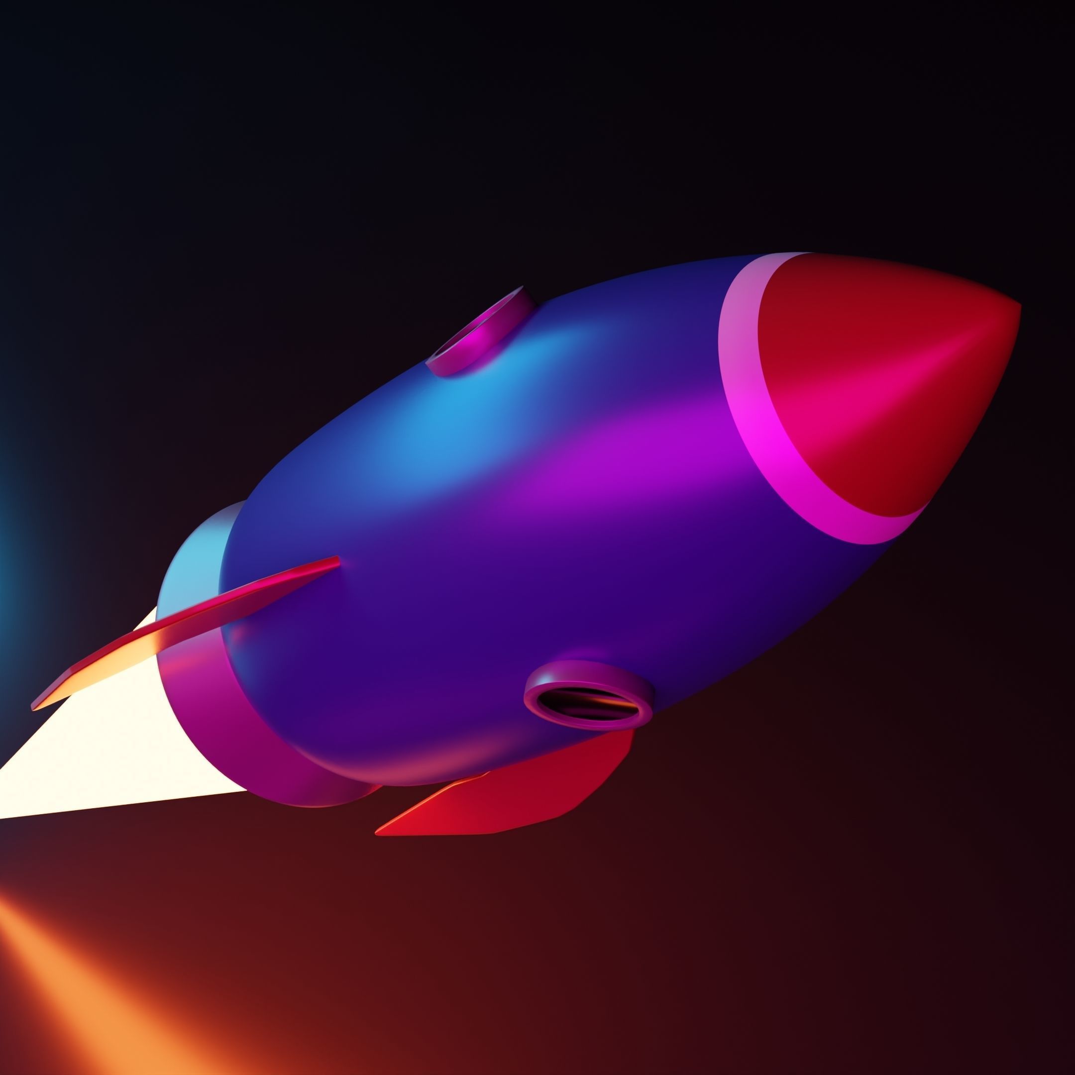 Cartoon Rocket Ship Low-poly 3D model_5