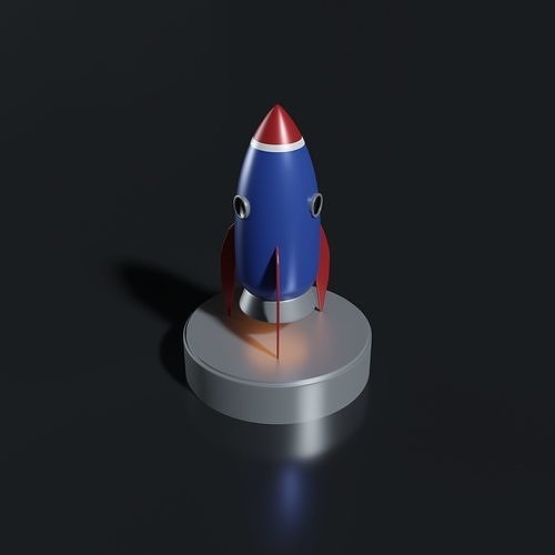 Cartoon Rocket Ship Low-poly 3D model