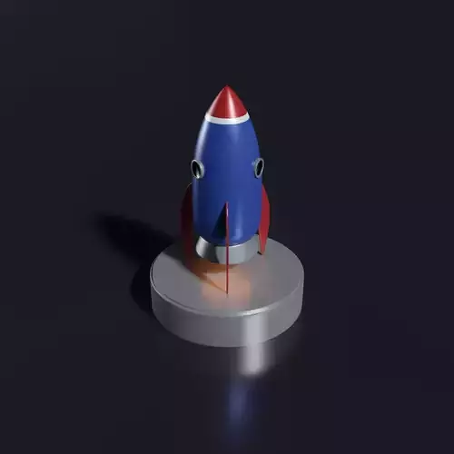 Cartoon Rocket Ship Low-poly 3D model